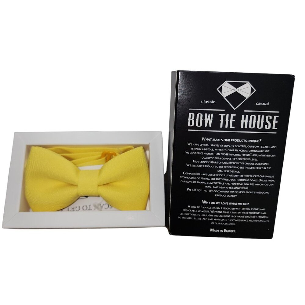 New NIP Bow Tie House Babies Classic Pre-Tied Formal Solid Tie Lemon Yellow